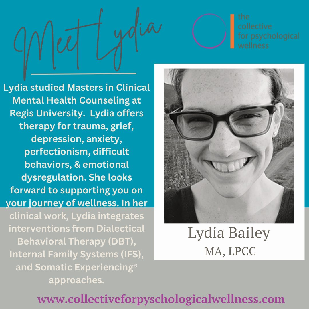 Read Lydia's bio and more about our CPW team here: collectiveforpsychologicalwellness.com/staff/
#therapist #therapy #pyschotherapist #IFS #DBT #Somaticexperiencing #MentalHealth #anxiety #depression #dysregulation #emotionalhealth #trauma #regis #wellness #interventions #healing