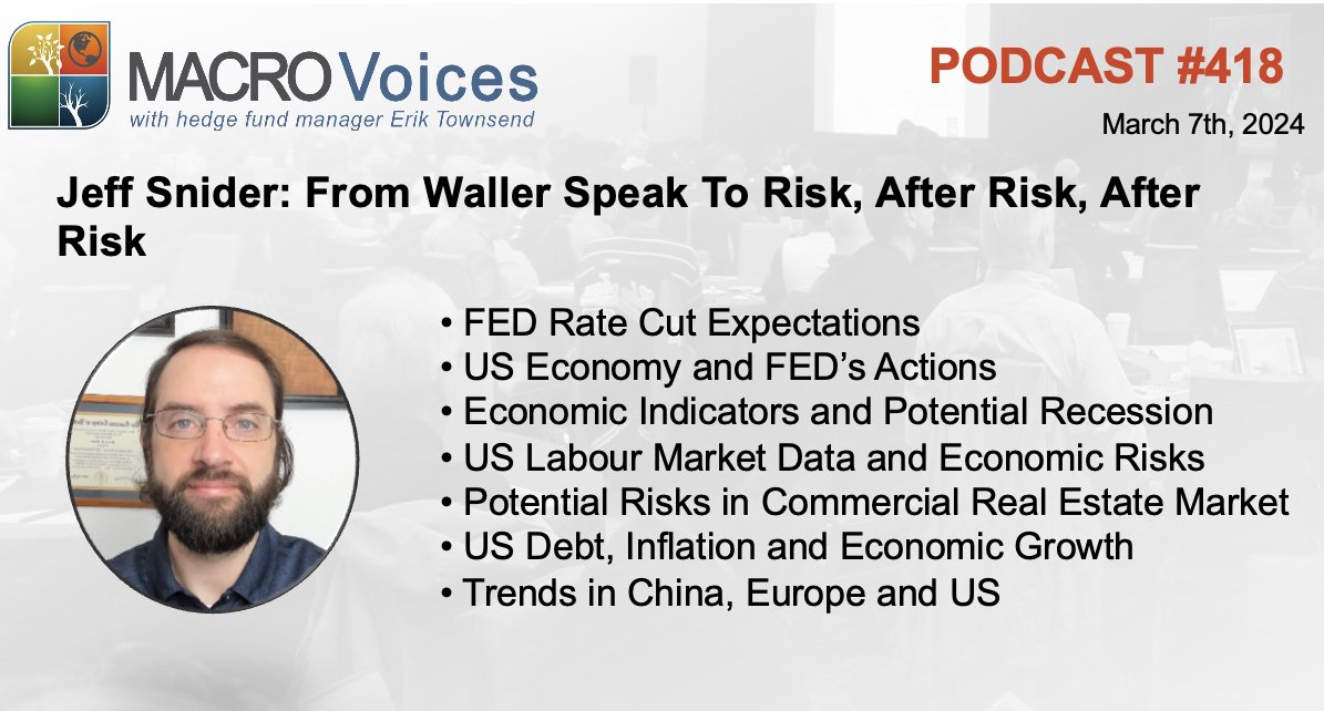 .@ErikSTownsend & @PatrickCeresna welcome back @JeffSnider_EDU. Erik & Jeff take a deep dive into the macro risks in all the major markets, what the Fed’s Waller REALLY said last Friday & whether it could mean another round of QE is around the corner. bit.ly/49DITM0