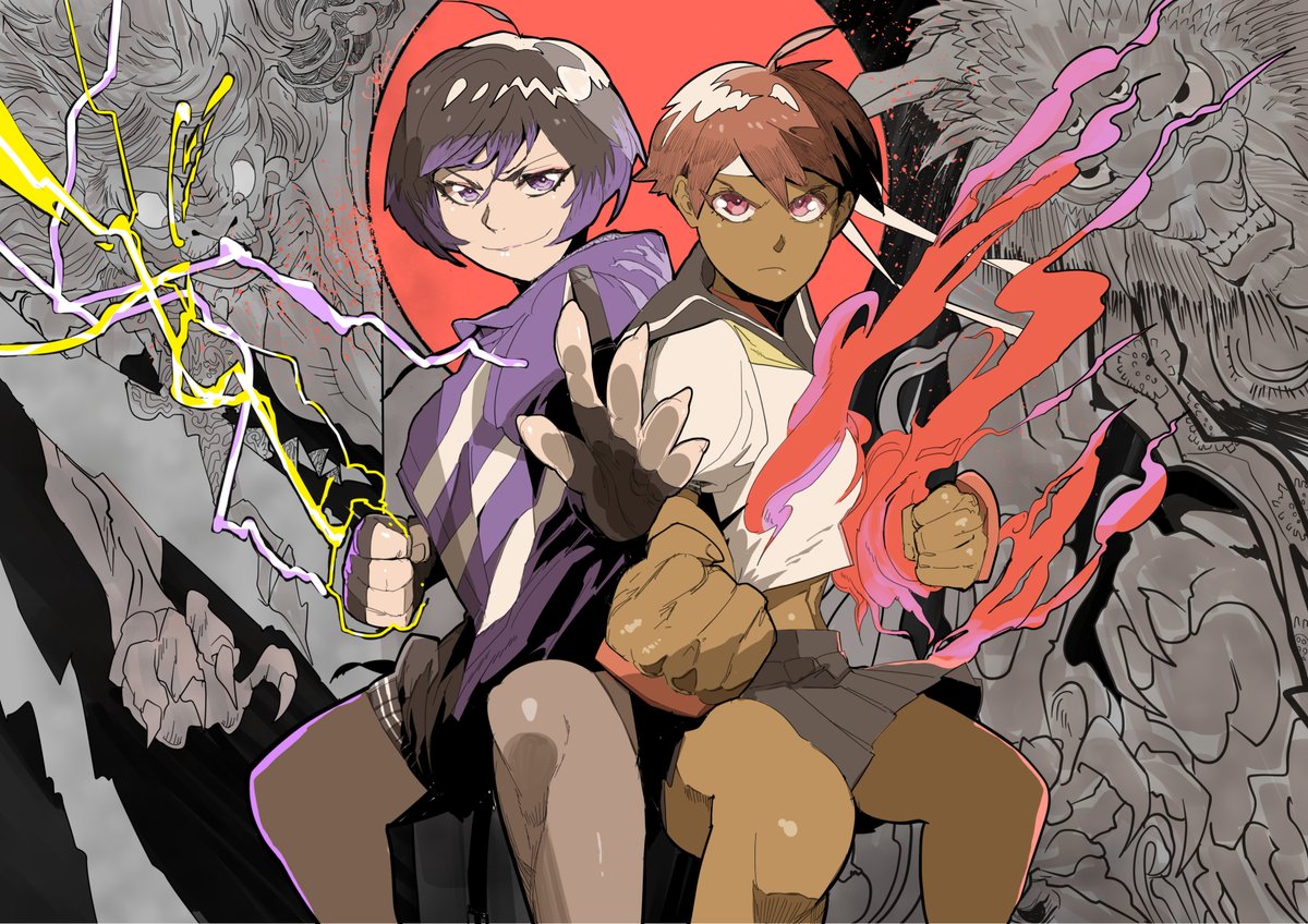 春日野さくら 「#格ゲーキャラ描こうぜ 超三島系JKと日焼けした武神系JK描きました。 」|ジンベーのイラスト