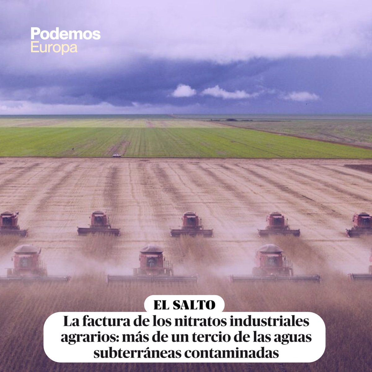 EuroPodemos's tweet image. ☣️La agroindustria y las macrogranjas están envenenando los ríos y las aguas subterráneas de nuestro país.

Evitar vertidos, reducir el uso de nitratos y proteger los acuíferos es esencial para defender el medioambiente y la actividad de agricultores y ganaderos.