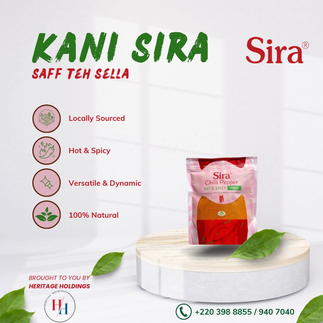 🔥Elevate your dishes with Sira Spices’ 100% Chilli Pepper! 🌶️Pure, intense, and bursting with flavor, our chilli pepper adds the perfect kick to all your favorite recipes. 
#Gambia #SiraSpices
<a href="/WFP_TheGambia/">WFP The Gambia</a> <a href="/gafspcpcu/">Gambia Agriculture & Food Security Project</a>