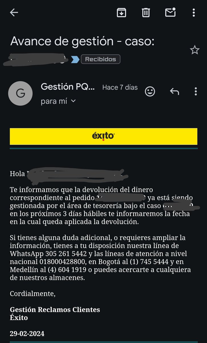 jhecamas's tweet photo. @PlaceresCarulla , esta gente no tiene ley en #Colombia. Aún estoy esperando que respondan por mi dinero. En su último correo (1 mes después de la compra) me dicen que en tres días me darán fecha para la devolución. Van 38 días. @almacenesexito @sicsuper https://t.co/8MPedmf68h