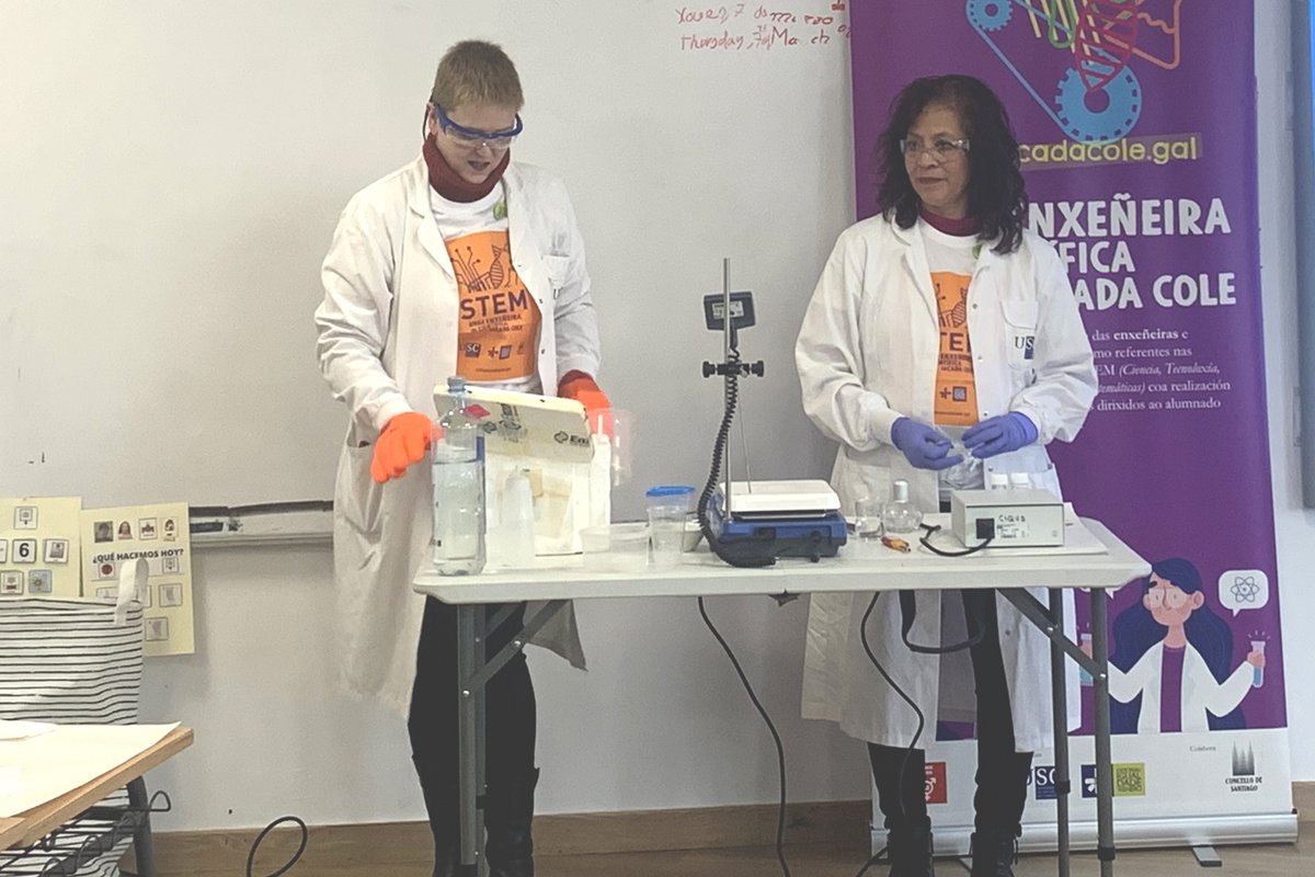 ✨‘Unha enxeñeira ou científica en cada cole’: o #CiQUS achega a maxia da química a alumnos de primaria do CEIP M.R. Xixirei

🟣A iniciativa impulsada pola Oficina de Igualdade de Xénero da <a href="/UniversidadeUSC/">USC</a> e <a href="/PazodeRaxoi/">Concello de Santiago</a> busca visibilizar ás científicas como referentes nas #CTEM