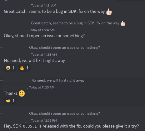AlephiumWhale's tweet image. How to explain how great @alephium is in one picture 👇

Bug detected by a #ralph dev at 11:21 AM, fixed at 12:37 PM 🙌