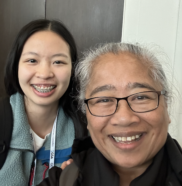 sgpombe's tweet photo. Genuine JOY! Traveling >2400 miles (and nearly five years) to the #TAGC24 meeting and bumping into Sam (Yingshan Bi)-one of our 2019 Summer @NIH #Bridges to the Baccalaureate students @SEO_SFSU @SFSU @UCBerkeley who is now a #PhD student at @JHUArtsSciences. My ❤️ is singing! https://t.co/cZn1HUWt3c