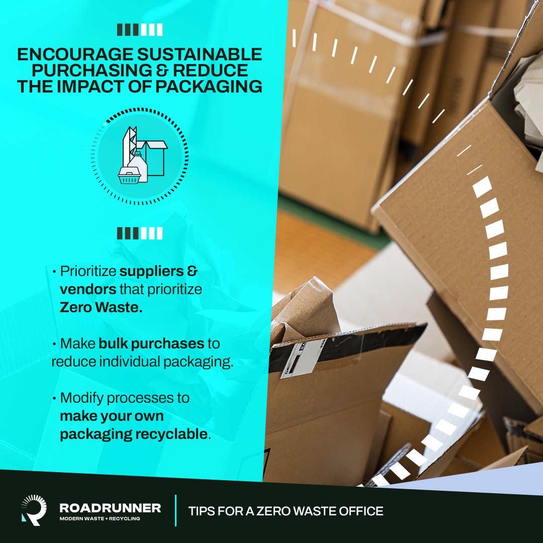 Here's the fourth of 4 tips on creating a Zero Waste Office.: Encourage Sustainable Purchasing &amp; Reduce The Impact of Packaging. Learn more: hubs.la/Q02mTqMn0