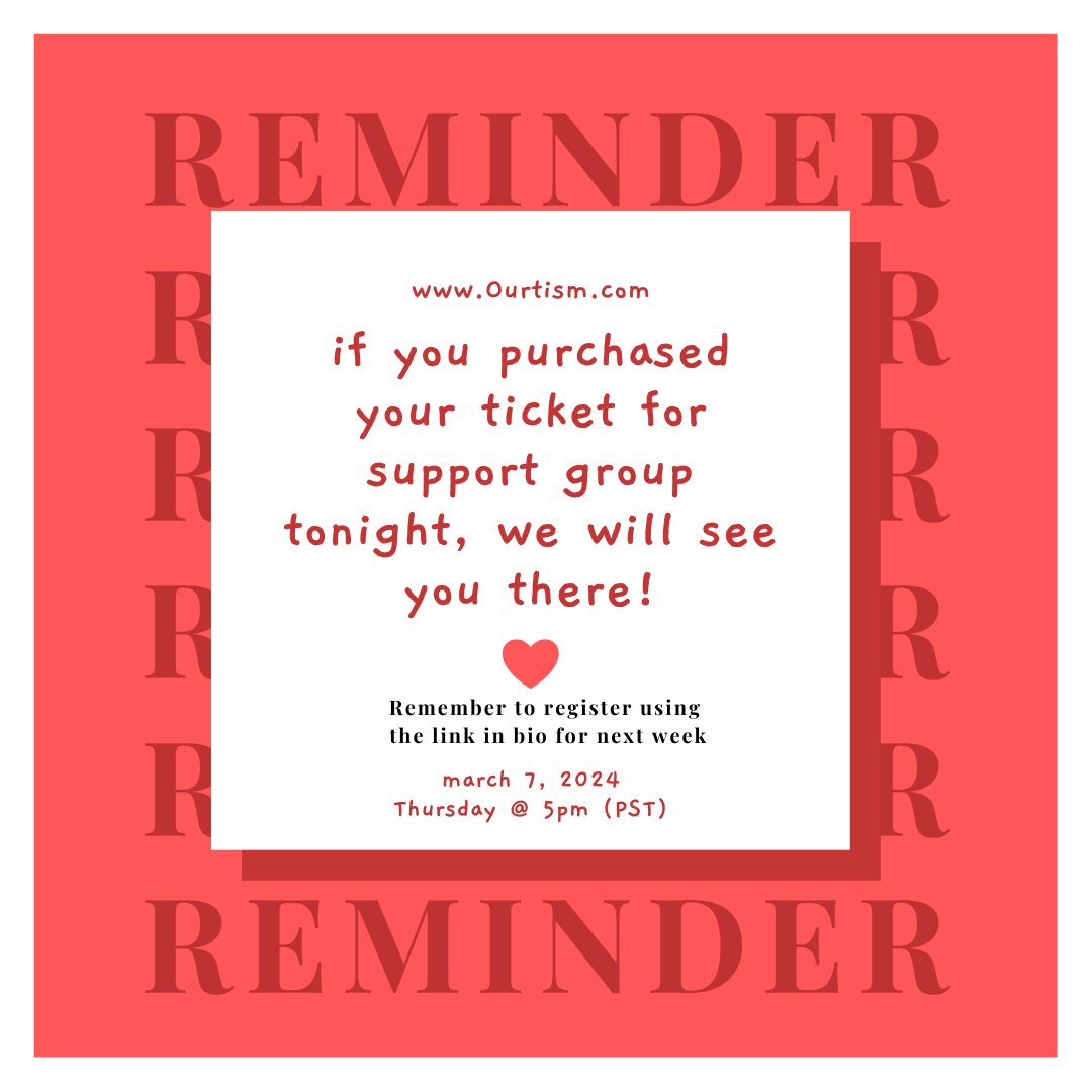 ourtism's tweet image. Happy Thursday! As a reminder support group is tonight if you already purchased your ticket. We have tickets available for next week if you want to get ahead! We sell out fast!

#Ourtism #Autism #AutismSupportGroup #ActuallyAutistic #Aspergers