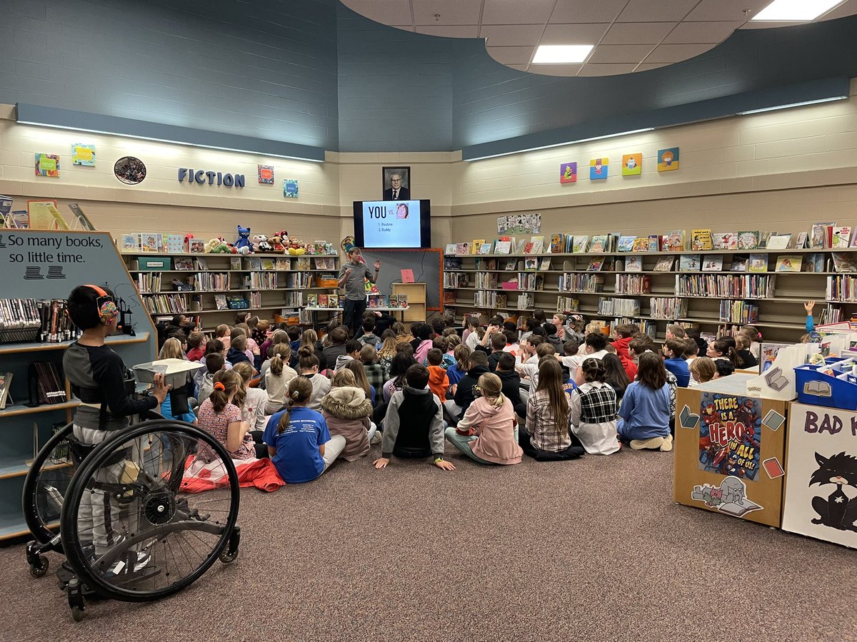 @Schultzpacers have had a busy morning!  Celebrating donuts with grownups with our last names A-G families, sharing 2nd grade influential people projects, and our author visit with Dustin Brady for our 3rd, 4th, &amp; 5th graders!