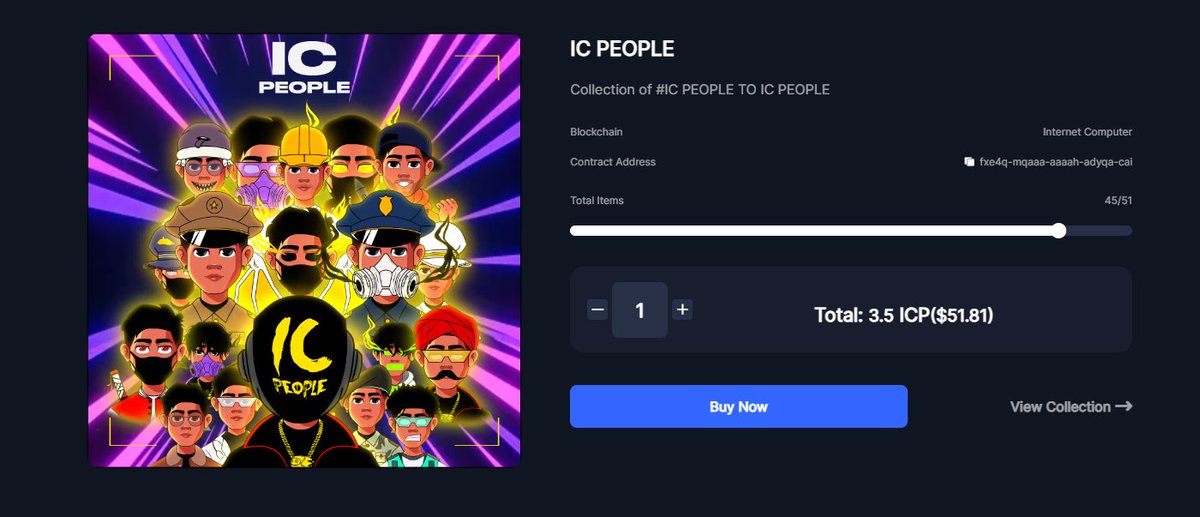 🎉 It's LIVE! 🚀

 The public mint of IC PEOPLE NFT is officially OPEN! 

🔥 Secure your spot in the digital revolution and become part of the IC community's vibrant ecosystem. Don't wait, mint your piece of history now! 💥 

#ICPeople #NFT #PublicMint #CryptoArt