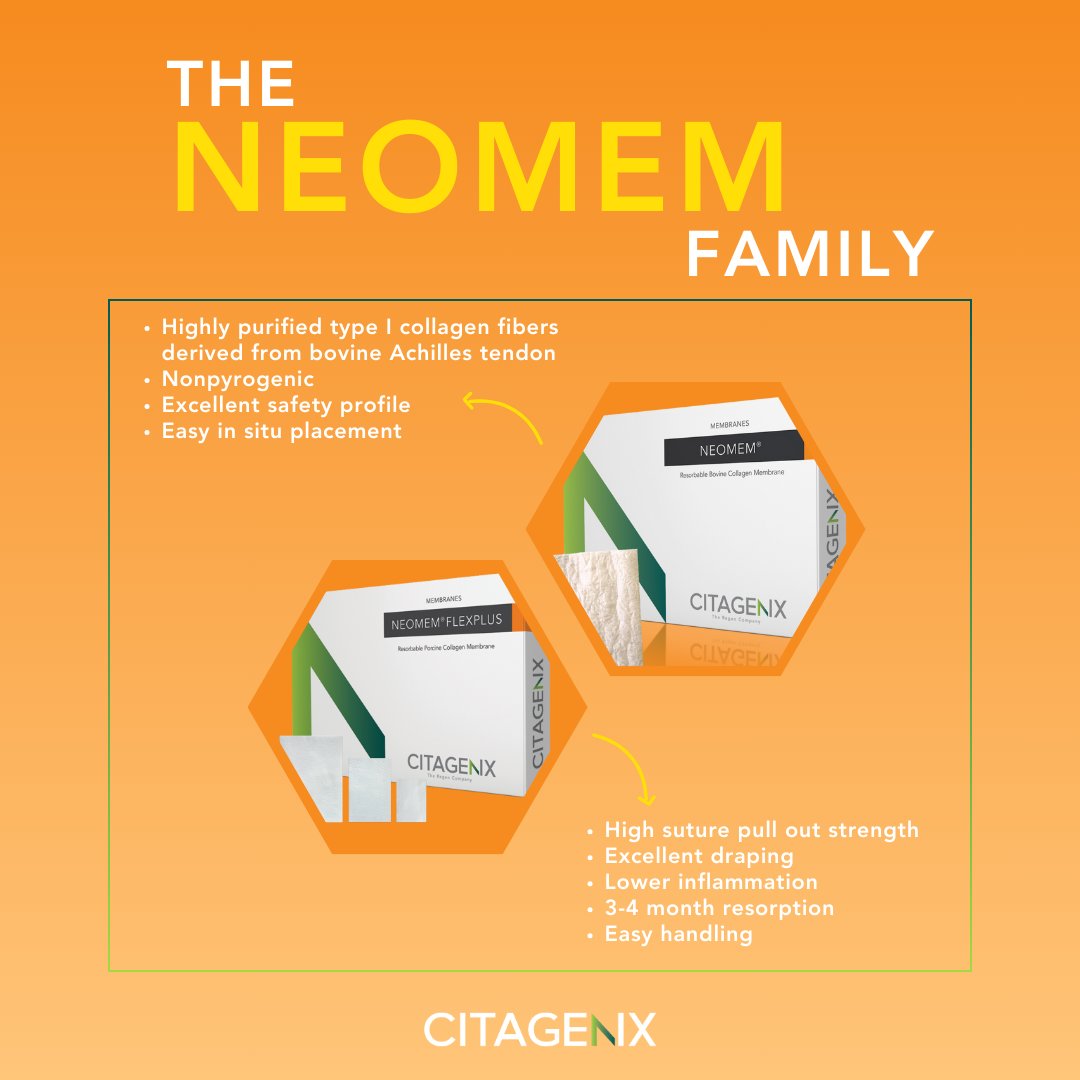 Citagenix's tweet image. Are you looking for collagen membranes? We got them! 🧡  

Shop Now ➡️ citagenix.com

#CollagenMembrane #Neomem #Membrane #DentalMembrane #DentalImplant #DentalRegeneration #Implantology #Dentist #USA #America