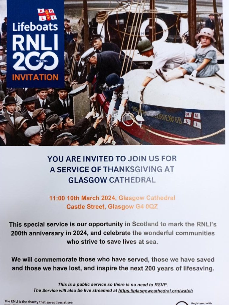 Gemma May (@glmay5) on Twitter photo This week the <a href="/RNLI/">RNLI</a> marks its 200th anniversary. 200 yrs working to keep communities across the #UK & #Ireland safe in & around water. Join us Sunday 10 March, <a href="/11am/">11 am in morning</a> for a service of thanksgiving in #Glasgow Cathedral 🏴 #drowningprevention #RNLI200 #MothersDay <a href="/GlasgowWEToday/">Glasgow West End Today</a> This week the <a href="/RNLI/">RNLI</a> marks its 200th anniversary. 200 yrs working to keep communities across the #UK & #Ireland safe in & around water. Join us Sunday 10 March, <a href="/11am/">11 am in morning</a> for a service of thanksgiving in #Glasgow Cathedral 🏴 #drowningprevention #RNLI200 #MothersDay <a href="/GlasgowWEToday/">Glasgow West End Today</a>