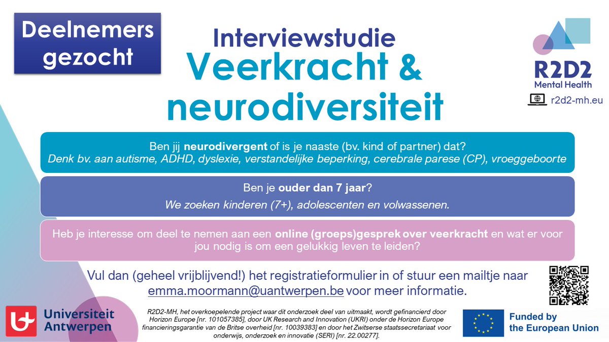 Mijn collega Emma zoekt deelnemers voor een interviewstudie over #neurodiversiteit en veerkracht!