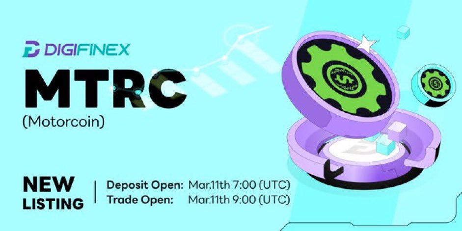 We are thrilled to announce that Motorcoin has been official listed on Digifinex. Trading on 11th of March. 

This new listing on Digifinex provides more opportunities for our community to trade and engage with Motorcoin. <a href="/DigiFinex/">DigiFinex Global</a> <a href="/Motorcoins/">Motorcoin</a>

Dont miss out on this exciting