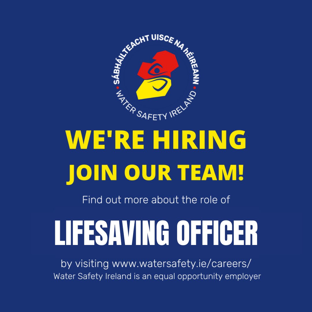 📢 Water Safety Ireland is hiring for the role of Lifesaving Officer who will assist in fulfilling Water Safety Ireland’s mission of education and lifesaving activities. 📢 Hours: Full time: 35 net hours per week. For more info visit 👇 bit.ly/3Ih7Xwu