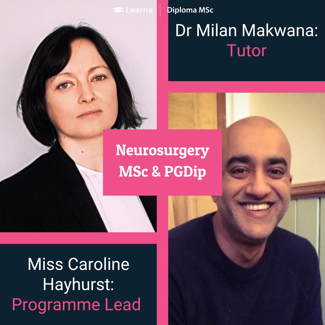 Learna | Diploma MSc (@diplomamsc) on Twitter photo We are extremely proud to offer the world's only Neurosurgery MSc, and have influential Neurosurgery specialists as tutors, including programme lead <a href="/Pituitary_Surg/">Caroline Hayhurst</a> and tutor <a href="/drmilanmakwana/">Milan Makwana</a>. 🧠
Apply before tomorrow's deadline to progress your career in Neurosurgery!🏆 We are extremely proud to offer the world's only Neurosurgery MSc, and have influential Neurosurgery specialists as tutors, including programme lead <a href="/Pituitary_Surg/">Caroline Hayhurst</a> and tutor <a href="/drmilanmakwana/">Milan Makwana</a>. 🧠
Apply before tomorrow's deadline to progress your career in Neurosurgery!🏆