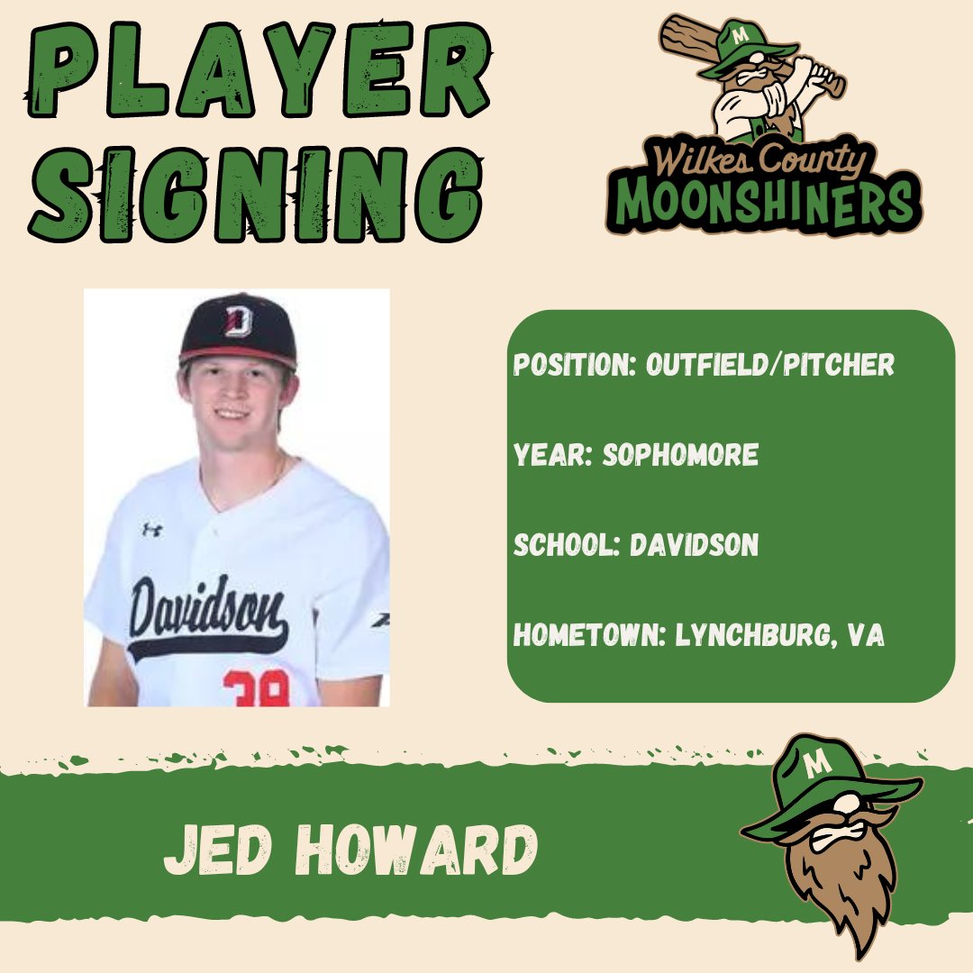 ⚾ Meet The Moonshiners ⚾ Welcome @jedhoward4, a two-way player from across the border in Virginia!
