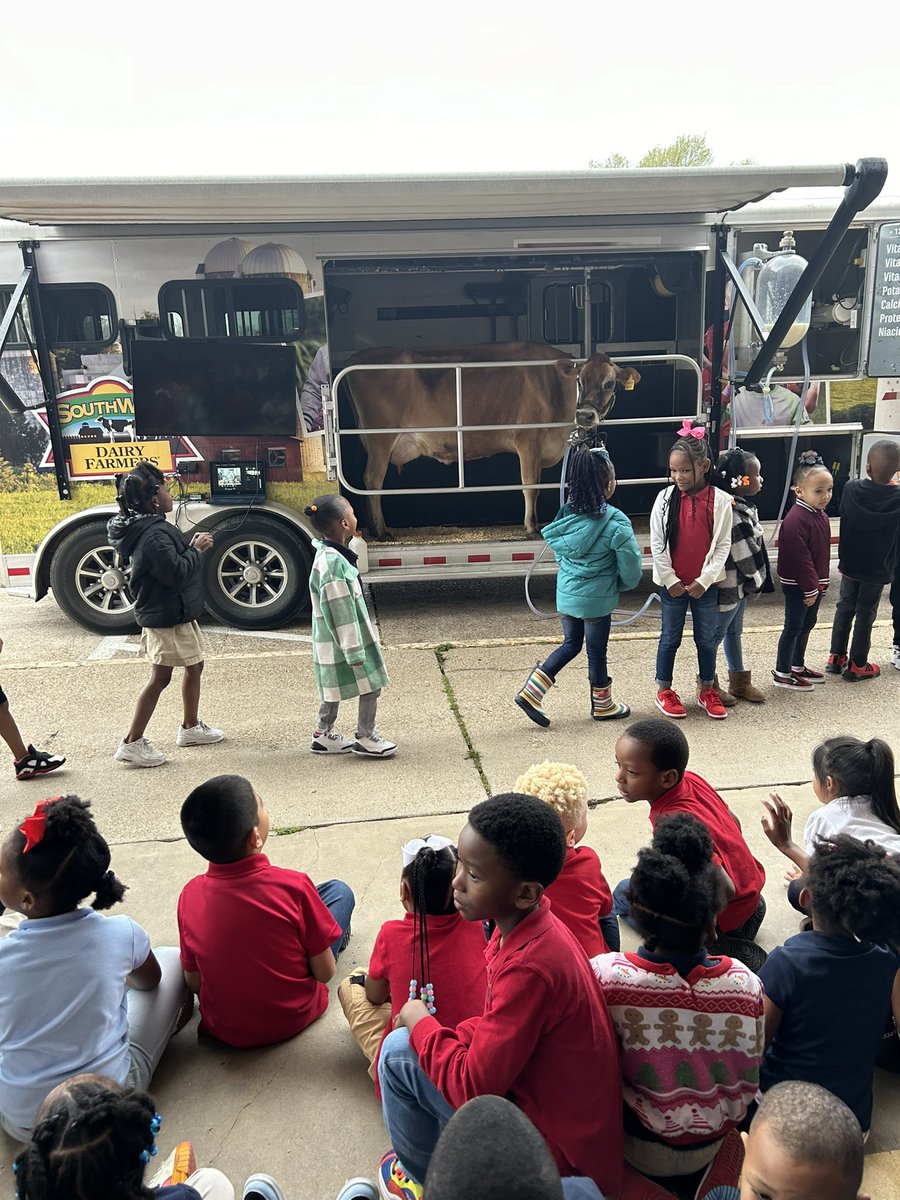 BLELancaster's tweet photo. HRN: @BLELancaster Career Day featuring “Honey” the cow from Southwest Dairy Farmers. #BLEMakingMoves https://t.co/iuQuUsGfZ1