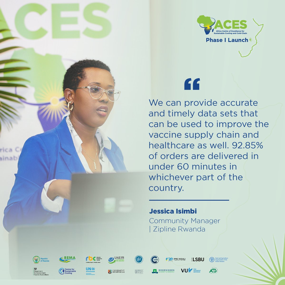 “We can provide accurate and timely data sets that can be used to improve the vaccine supply chain and healthcare as well. 92.85% of orders are delivered in under 60 minutes in whichever part of the country.”

-<a href="/jessica_isimbi/">IsimbI</a>, Community Manager | <a href="/ZiplineRwanda/">ZiplineRwanda</a>