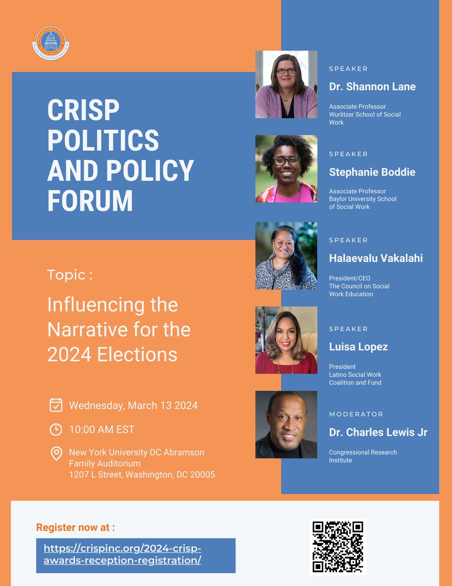 csdwustl's tweet image. Storytelling is a powerful tool in #MacroSocialWork. At “Influencing the Narrative for the 2024 Elections,” the #SocialWork Day on the Hill Politics &amp;amp; Policy Forum, get tips for effective engagement from this distinguished panel. Register now: tinyurl.com/fa7ep9ns

#MacroSW