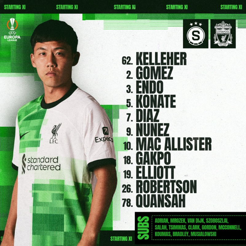 LFC's tweet photo. Our team to take on Sparta Prague 💪