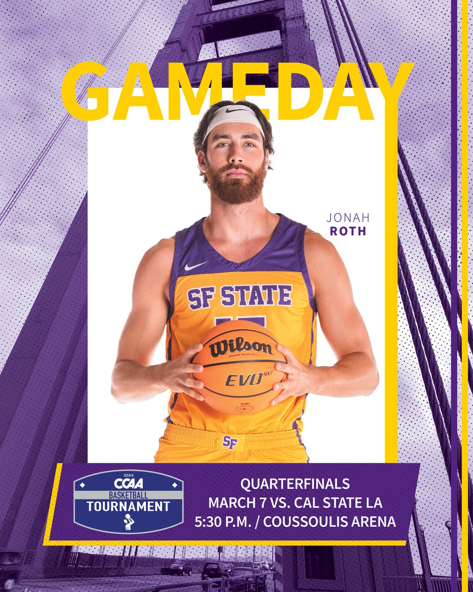 Postseason is here! The sixth-seeded Gators take on third-seeded Cal State LA in the @goccaa Tournament. #beatla 🕠 5:30 p.m. 🆚 @LAGoldenEagles 📍 Coussoulis Arena 📺 ccaanetwork.com/sfsu 📊 sfstategators.com/livestats_mbb 🎟️ goccaa.org/tickets