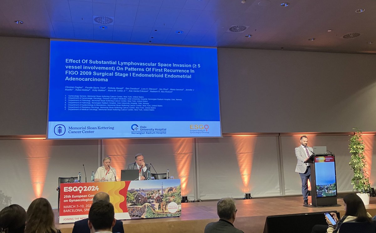 BjerreTrent's tweet photo. 👏🏻👏🏻👏🏻Well done @ChrisDagherMD from @TeamEndo_MSK for presenting the work on LVSI; a collaboration with Norwegian Radium Hospital and @MSKCancerCenter 
#sensorstudy #ESGO2024 https://t.co/Kq879ys3kq