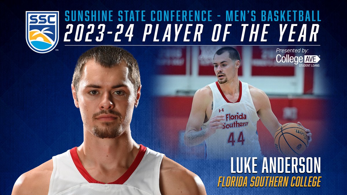 D2SSC's tweet photo. Luke Anderson has been voted 𝗣𝗹𝗮𝘆𝗲𝗿 𝗼𝗳 𝘁𝗵𝗲 𝗬𝗲𝗮𝗿 presented by @CollegeAveLoans. The 6-7 junior forward becomes the 10th Florida Southern men's basketball athlete to win the award.

📄https://t.co/at71EMudRj | 🌴☀️🌊🏀 https://t.co/FY1ADT27Gd