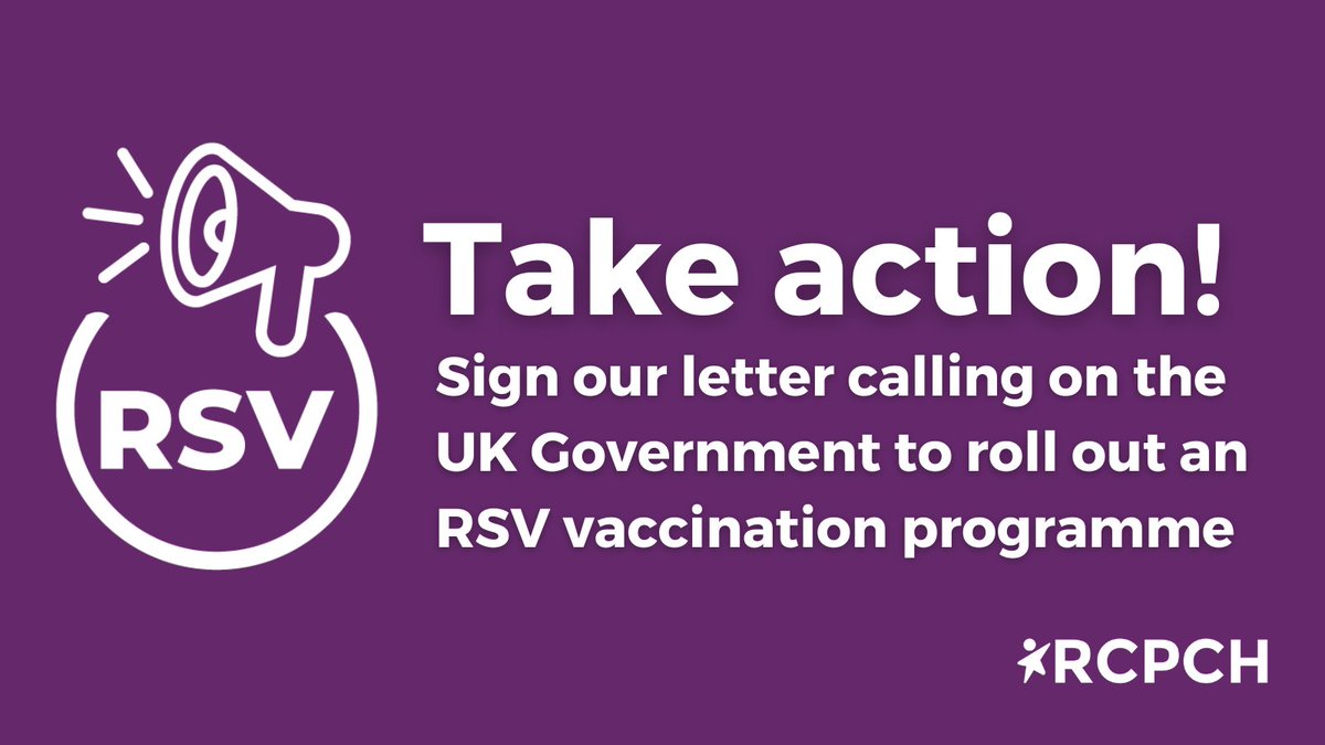 Have you joined our call for the UK Government to implement an RSV vaccination programme? 

Evidence suggests this could drastically reduce winter hospitalisations of children. Sign now to save child health services reaching breaking point.✍️

rcpch.eaction.org.uk/RSV
