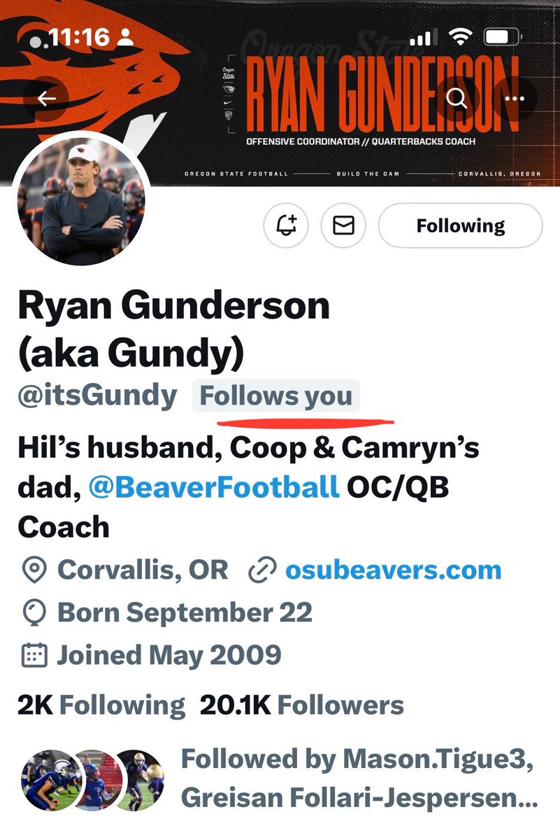 QBHitList's tweet image. QB’s, want to get noticed by @BeaverFootball 

Reply to this post w/your film to be noticed by their coaches who follow us. 

@itsGundy Offensive Coordinator/QB Coach

@CoachTFord RB Coach

@Coach_JTGreenO Assistant Director of Player Personnel(Offense) 

#GoBeavs
#OregonState