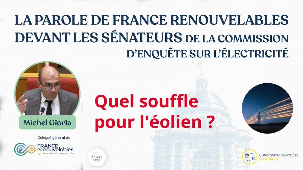 f_renouvelables's tweet photo. [#TransitionEnergétique] @MichelGioria, délégué général de France Renouvelables, était auditionné ce mercredi 6 mars 2024 par la commission d'enquête du Sénat sur la production, la consommation & les prix de l’#électricité en France à horizons 2035 et 2050.

Toutes les énergies décarbonées sans exception doivent se développer, notamment l'éolien sur terre et en mer pour organiser la réduction programmée de la consommation d'énergies fossiles de la France. Le développement de toutes les #EnR électriques est aujourd'hui le seul chemin possible en matière de production d'énergie pour sortir de notre extrême dépendance aux énergies fossiles dans les 15 prochaines années.

❗Ces énergies fossiles représentent toujours 60% de l'énergie consommée en France et des dépenses annuelles de plus de 100 milliards d'euros.

Dans ce contexte, France Renouvelables a tenu à rappeler que notre pays se doit développer des politiques publiques solides et efficaces en matière d'#énergie sans détourner le regard des Français du cap principal fixé par le Président de la République et la stratégie nationale bas-carbone : passer de 60% à 40% d'énergies fossiles dans le mix énergétique à l'horizon 2030 et atteindre la neutralité carbone en 2050.

🗝 Au-delà des déclarations, une politique publique efficace est une politique publique dont on peut mesurer les effets. France Renouvelables propose, dans le cadre du dispositif de pilotage de la politique énergétique, la création d'un observatoire de la réduction progressive de la consommation d'énergies fossiles en France afin de mettre en place les indicateurs et outils de mesures essentiels pour tenir la trajectoire que notre pays s'est fixé.

🎥Voir les propos de France Renouvelables : https://t.co/F8IfXHTx3A

🎥 L'audition complète : https://t.co/poaaLibfbY
