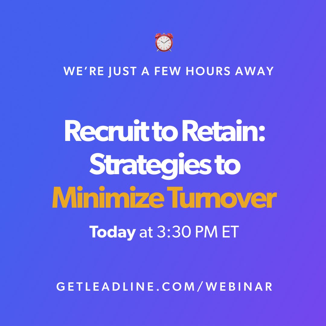 Our webinar starts in just 4 hours! ⏰ There's still time to join us!

Invest only 30 minutes out of your day and unlock valuable insights! 
Register now: hubs.ly/Q02nyQT70

#RecruitingToRetain #EmployeeRetention #HRWebinar #RetentionStrategies #RetentionBestPractices
