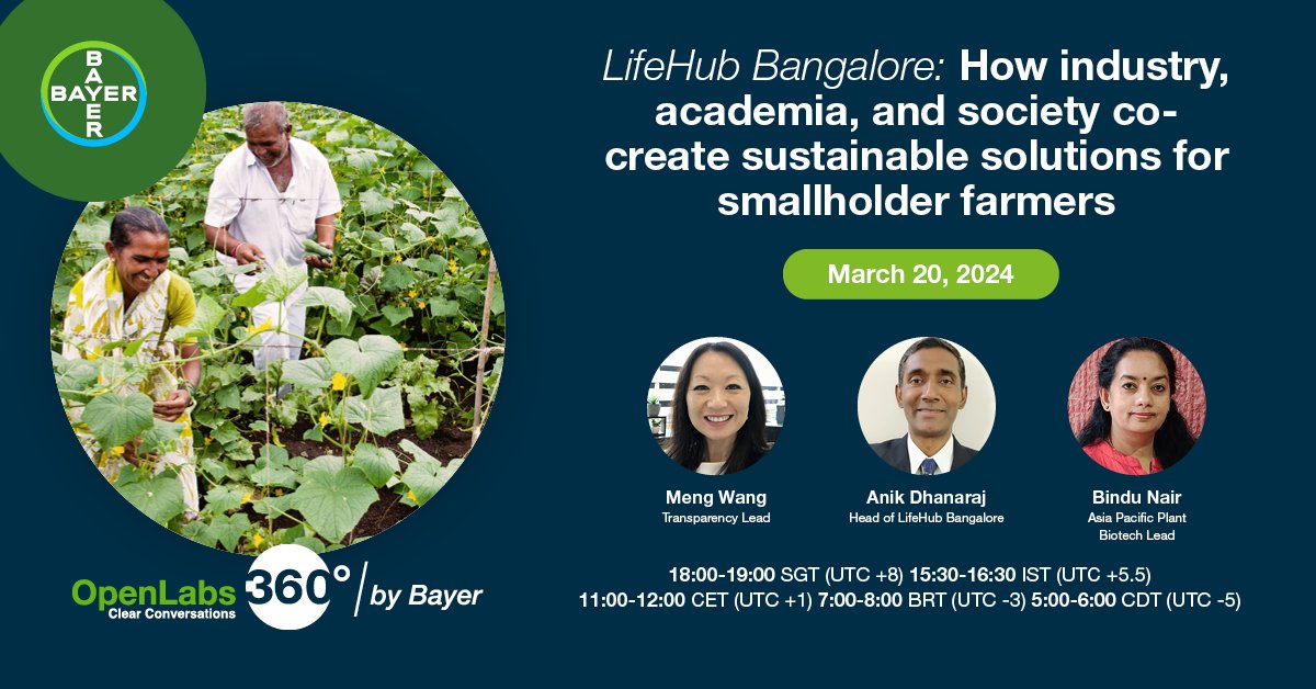 Coming up tomorrow! Join us at OpenLabs 360° webinar: “#LifeHubBangalore: how industry, academia, and society co-create sustainable solutions for #smallholderfarmers.”

events.teams.microsoft.com/event/08a9bec4…