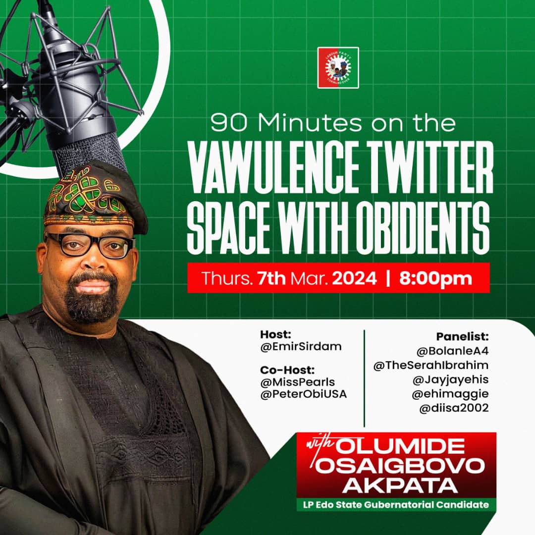 Our guy Olumide Akpata will be on X Space today. Let's all endeavor to be there.