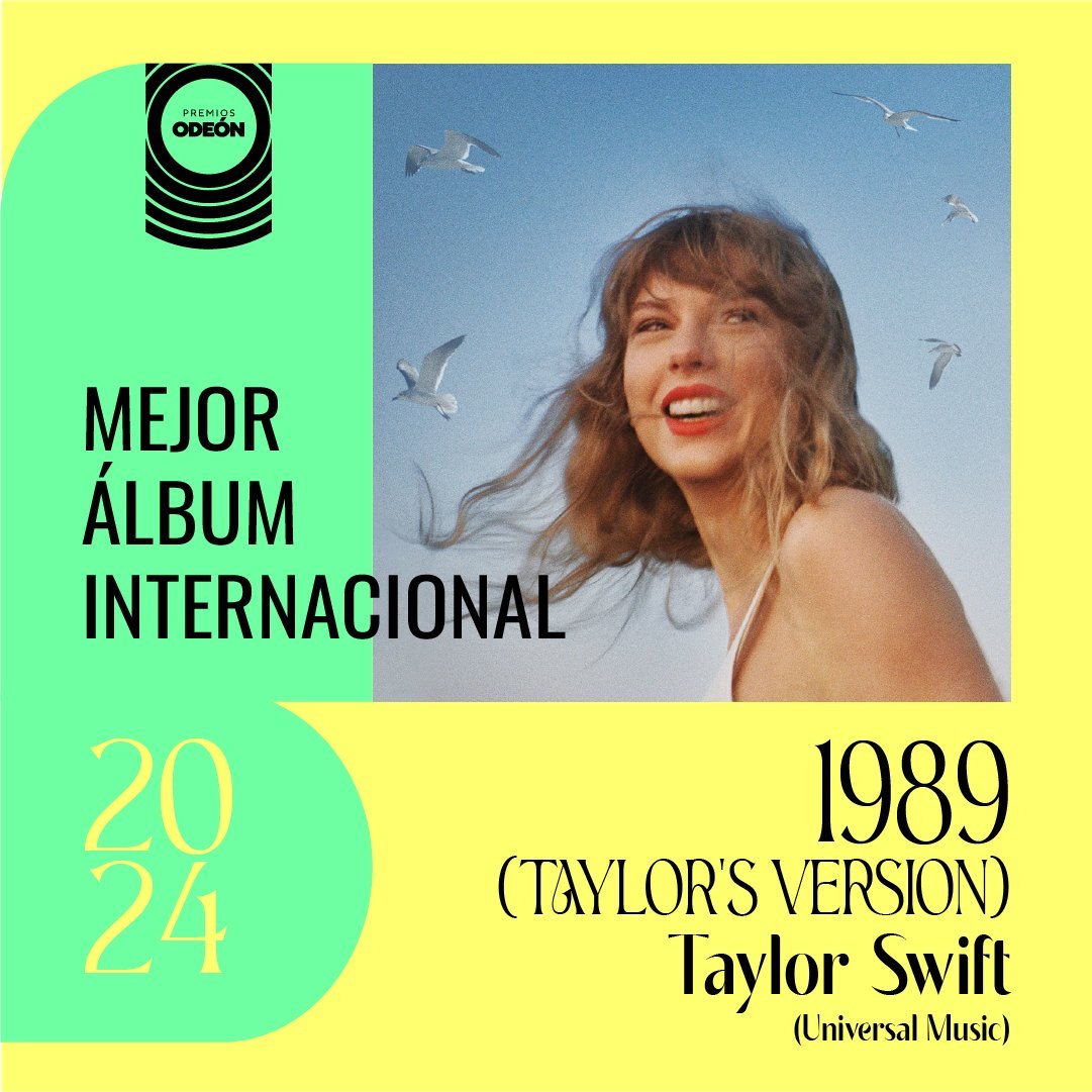 TaylorPeru13's tweet photo. 🏆| "1989 (Taylor's Version)" de ha ganado la categoría de "Mejor Álbum Internacional" en los Premios Odeón 2024 en España. #PremiosOdeon 🇪🇸

— Es la primera vez que @TaylorSwift13 gana el premio más prestigioso y considerado el Grammy del país. 🎉 https://t.co/EQq2Xabh8a