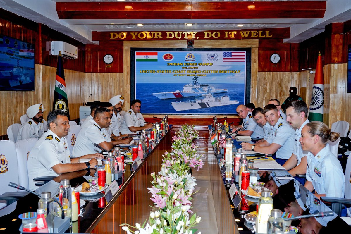 AN_Command's tweet photo. #ANC offrs and personnel visited #USCGC Bertholf today to develop a mutual understanding of ops methodology. #ANC ICG &amp; #USCG will be undertaking a joint exercise on 09 Mar 24; a planning conference was held to finalize the modalities of ICG-USCG Joint Exercise Sea Defender. https://t.co/2THGvXiBoe