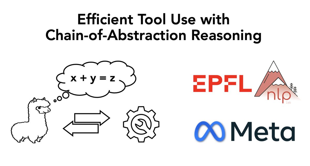 NEW PAPER ALERT: Tools help #LLMs access world knowledge, but can LLMs efficiently invoke tools to improve multi-step reasoning? Our new paper proposes Chain-of-Abstraction (CoA), a novel method for LLMs to learn general multi-step reasoning strategies with efficient tool use.