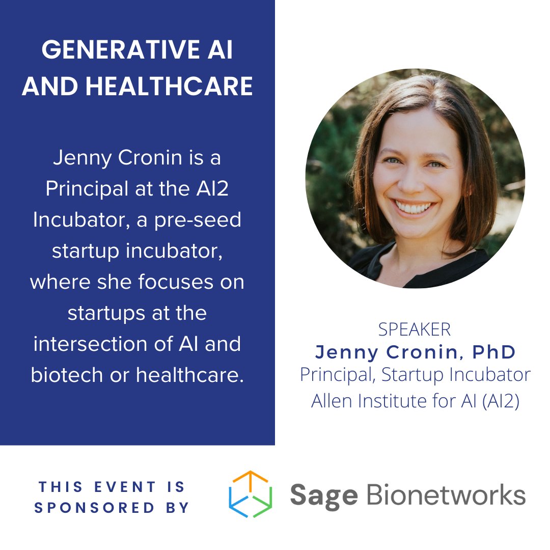 WIBSeattle's tweet photo. Hear from Jenny Cronin, Principal at #AI2, during our event in collaboration with @GirlUpFounders. Join us from 5:30 to 8 pm at 2901 Third Ave, Suite 330, Seattle, WA 98121. Thank you to @Sagebio for sponsoring this event! 

Register: https://t.co/Xa8cNj7QqH https://t.co/I7Qq8hJAn8