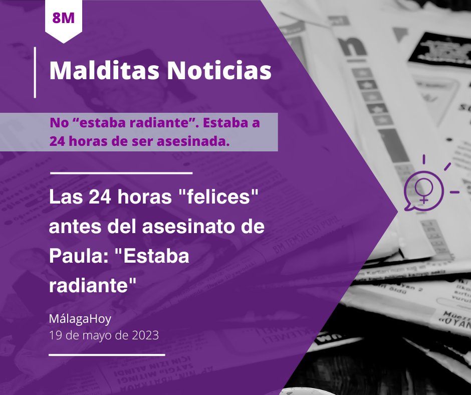 apfcyl's tweet photo. Este #8M exigimos un #PeriodismoSinMachismo para NO volver a leer informaciones y titulares como este más dignos del sensacionalista El Caso:

🗞️ Las 24 horas felices antes del asesinato de Paula: Estaba radiante.

💡 NO "ESTABA RADIANTE". ESTABA A 24 HORAS DE SER ASESINADA. https://t.co/JMTDdUaqwp