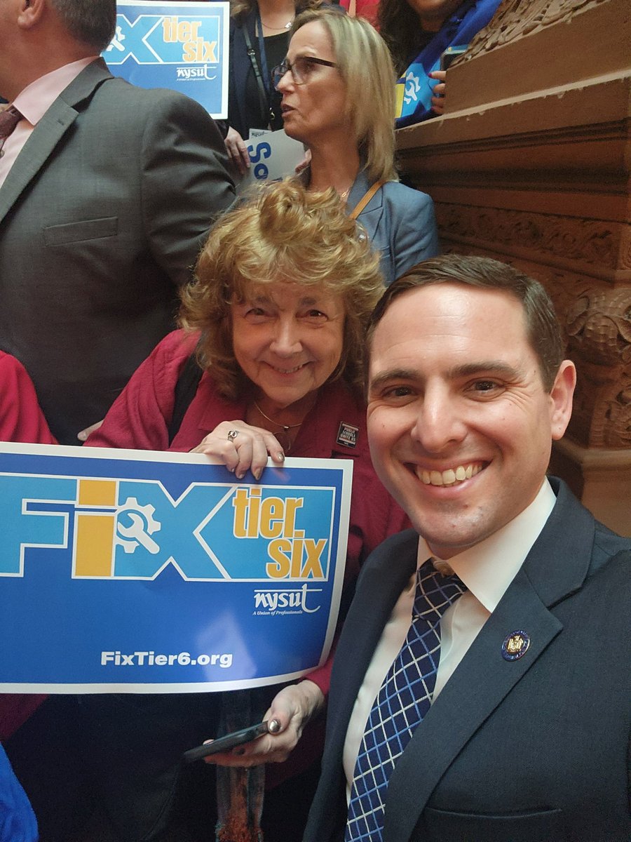 Our public sector employees deserve a pension system they can count on. As a former CSEA member, I joined @NYSAFLCIO Pres Mario Cilento, @nysut Pres @MelindaJPerson, CSEA, AFSCME and PEF at a rally to #FixTier6.