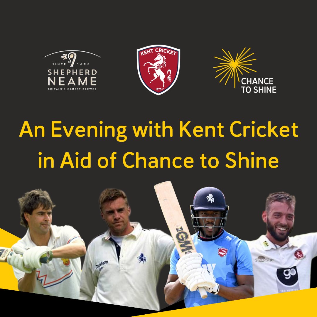 📣Calling all @KentCricket fans🏏We've got an exciting fundraising event coming up supported by @ShepherdNeame! Join cricketing legends @ChrisCowdreyUK, Kent Captain @deebzz23, and Kent Vice Captain @JackLeaning1 for an evening of fun and fundraising hosted by former Kent…