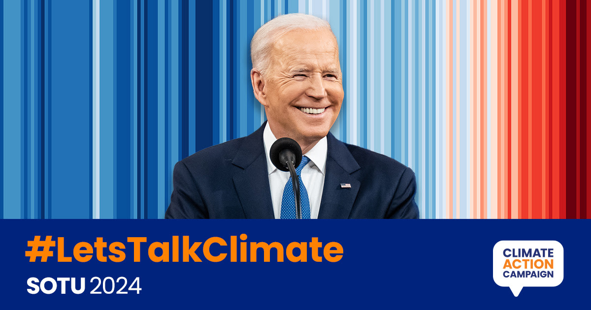 During #SOTU2024, we’re discussing the #StateOfTheClimate: @POTUS’ climate and clean energy plan is the biggest climate investment in history and will create hundreds of thousands of new jobs *while* slashing climate pollution. 🌍👏🏽🌍👏🏽🌍👏🏽