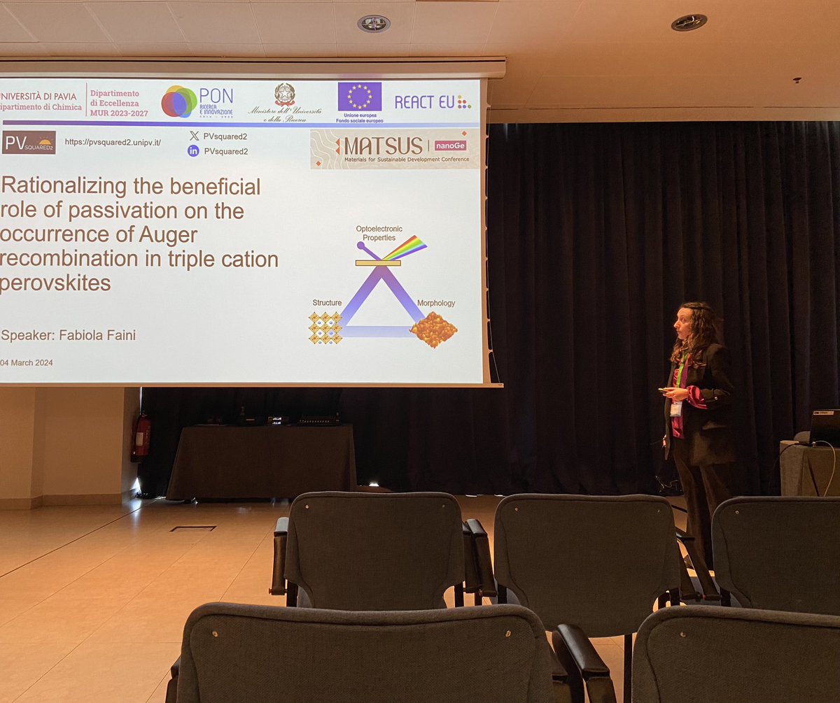 PVsquared2's tweet image. Shout-out to our PhD students, Fabiola Faini and Valentina Larini, who presented their results about their research on perovskites at #MATSUS24 @nanoGe_Conf in Barcelona this week!
@unipv @GiuliaGrancini