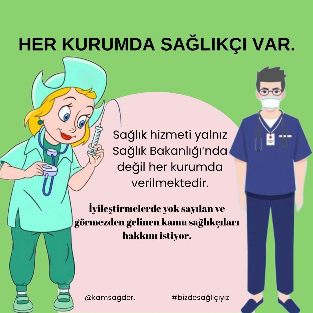 <a href="/saglikcisesiyiz/">Sağlıkçıların Sesi</a> Kamu kurumlarındaki sağlık personelleri olarak,Sağlık Bakanlığı bünyesinde çalışan meslektaşlarımızla sabit ek ödeme ve taban ek ödeme kalemlerinde eşitlik istiyoruz.
<a href="/kamsagder/">KAMU SAĞLIKÇILARI DERNEĞİ</a>
 #bizdesağlıkçıyız
<a href="/kursatkirbiyik/">H. Kürşat KIRBIYIK</a>
<a href="/dtcuneytaldemir/">Dt. Cüneyt Aldemir 🇹🇷</a>
<a href="/drpelinyilik/">Doç.Dr. Pelin Yılık</a>
