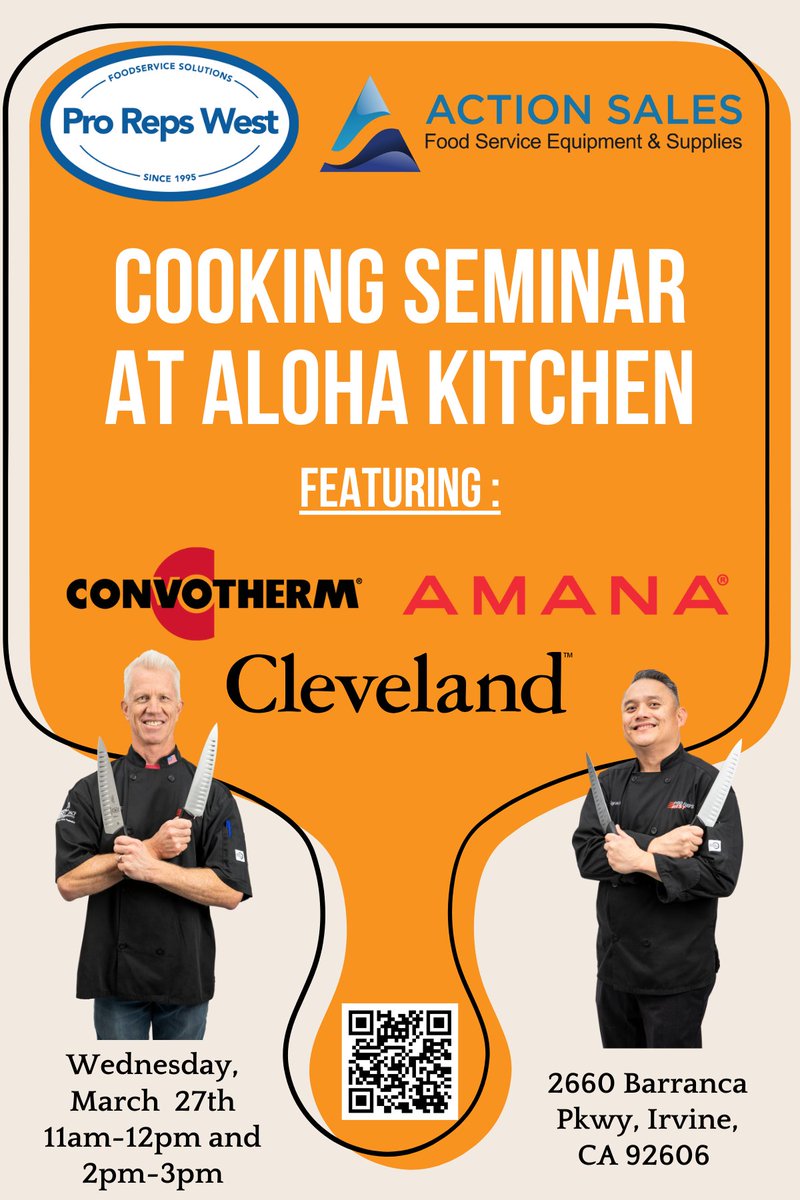 Join Pro Reps West and <a href="/actionsales/">Action Marketing</a> in their Aloha Test Kitchen for a free Demo! Will be featuring Convotherm, Amana and Cleveland Equipment and Asian style foods!