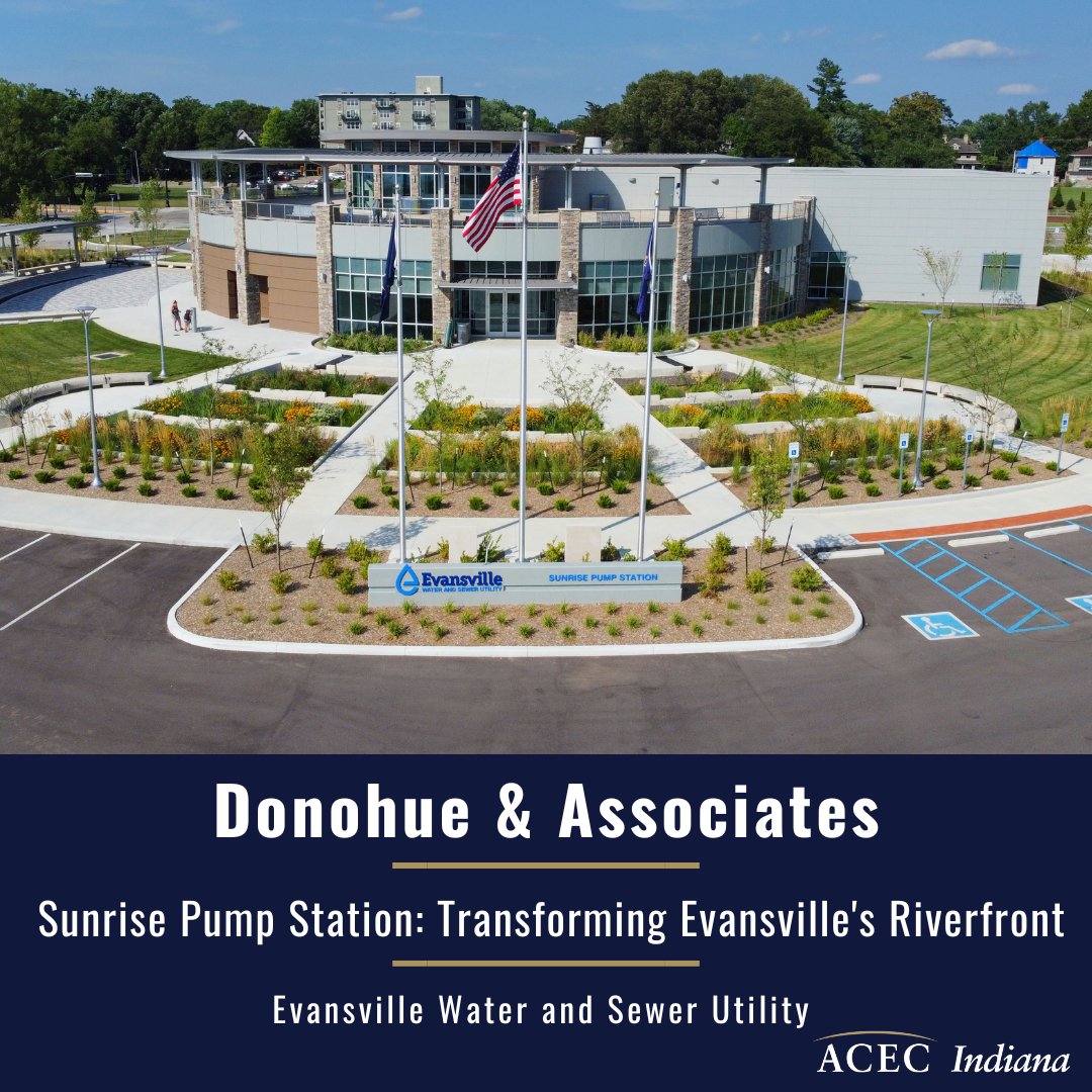 ACEC Indiana (@acecindiana) on Twitter photo Congrats to <a href="/Donohue_Assoc/">Donohue & Associates</a> and Evansville Water and Sewer Utility for receiving an Honor Award for their project, Sunrise Pump Station: Transforming Evansville's Riverfront. One Honor Award will receive the Grand Project title at next week's Ceremony! #INEEA2024 #EEA2024 Congrats to <a href="/Donohue_Assoc/">Donohue & Associates</a> and Evansville Water and Sewer Utility for receiving an Honor Award for their project, Sunrise Pump Station: Transforming Evansville's Riverfront. One Honor Award will receive the Grand Project title at next week's Ceremony! #INEEA2024 #EEA2024