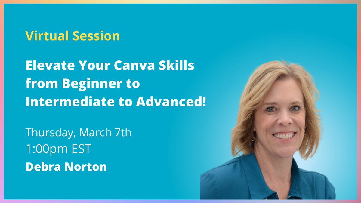 🚨LIVE in 15 minutes!🚨 Get ready to elevate your Canva skills and revolutionize your teaching approach! Deb’s expertise in ed technology will provide you with step-by-step instruction that will transform your classroom. <a href="/deb_norton/">Deb</a>

Register below! 
hubs.ly/Q02ngzTy0