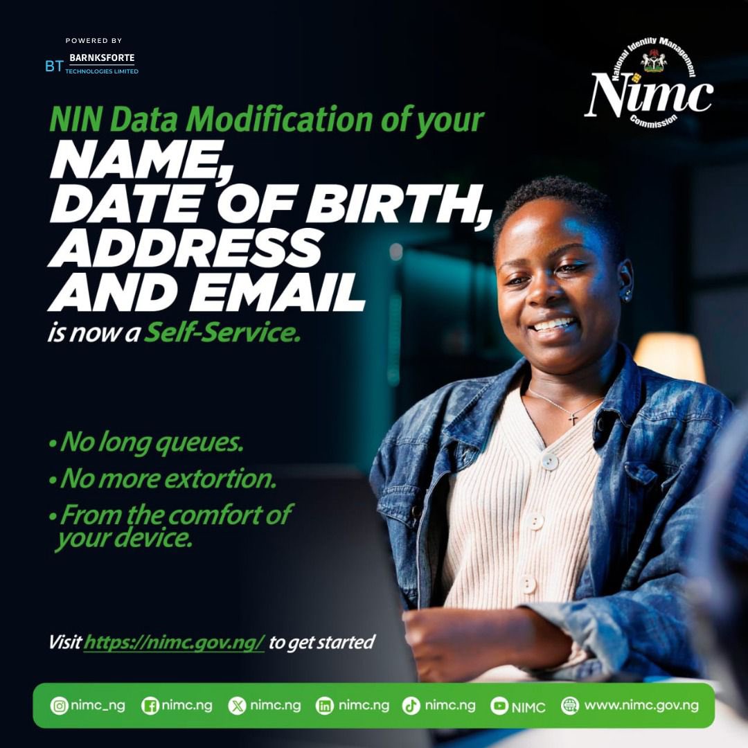 RealArije's tweet image. Do you know you can do your NIN Modification Self-Service at comfort zone of your houses?
Check below the flyers.
#NINmodification