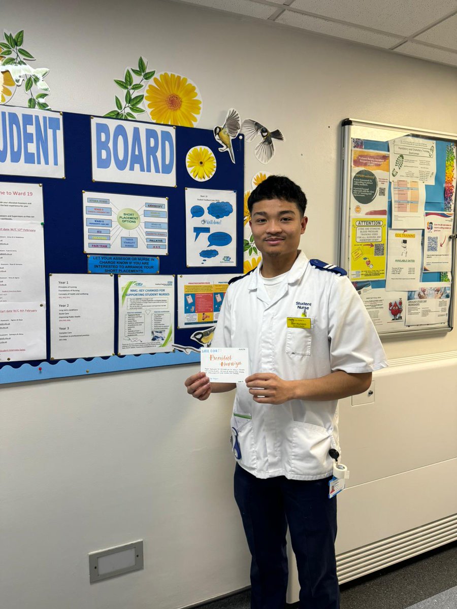 Today, 2nd year Student Nurse Benedict received some amazing feedback and a Thank you for doing brilliantly on his first ever ward placement, showing initiative and being great with staff and patients 👏 Well done!! #futurenurse @BTHFT @BTHFTBEaT