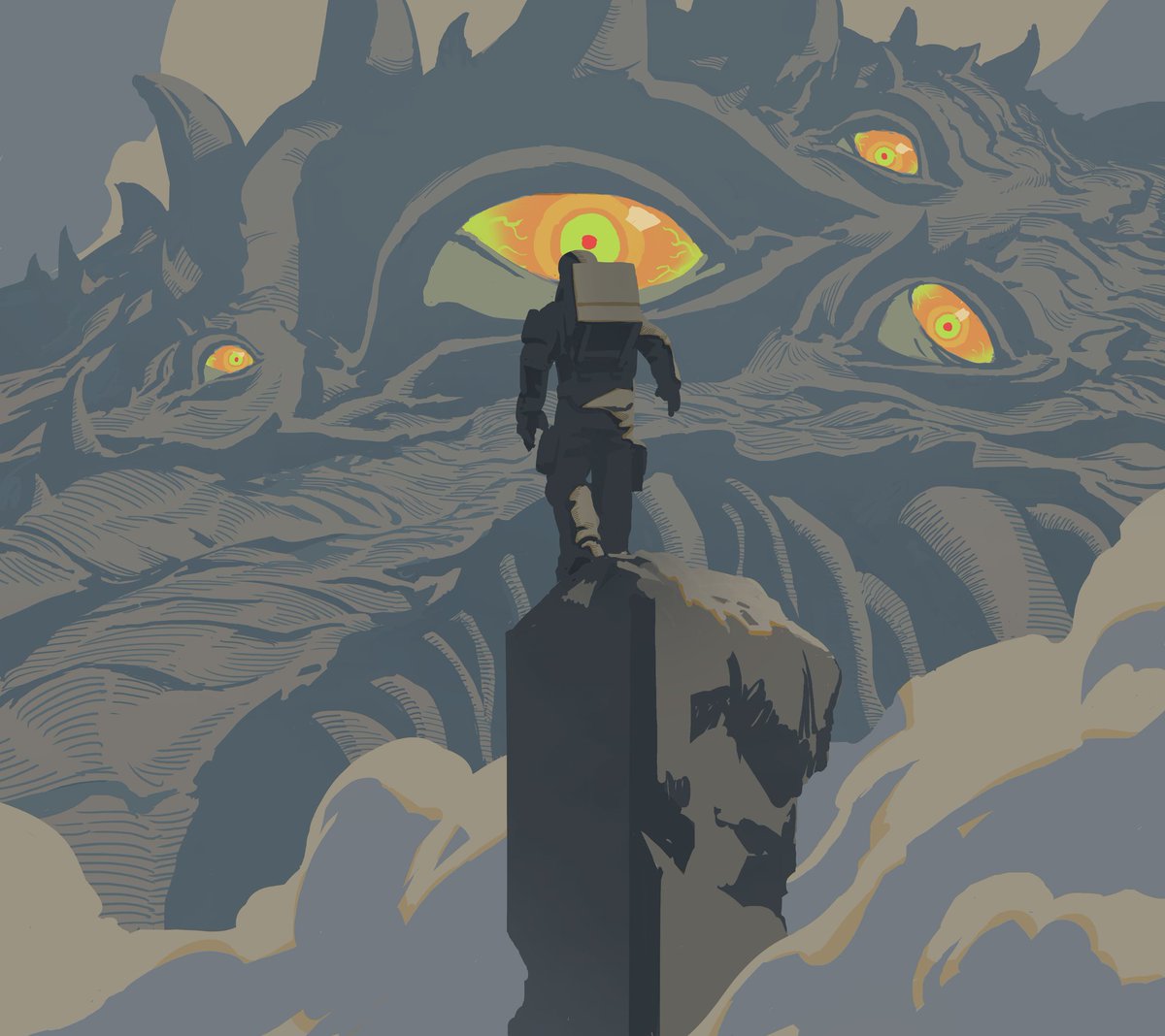 xiaofei_ye's tweet image. "Sam, the radar shows that you have reached the head of the Kaiju, please report the situation."
"...Sam?"
#illusrtation #illustrationart #kaiju #characterart
