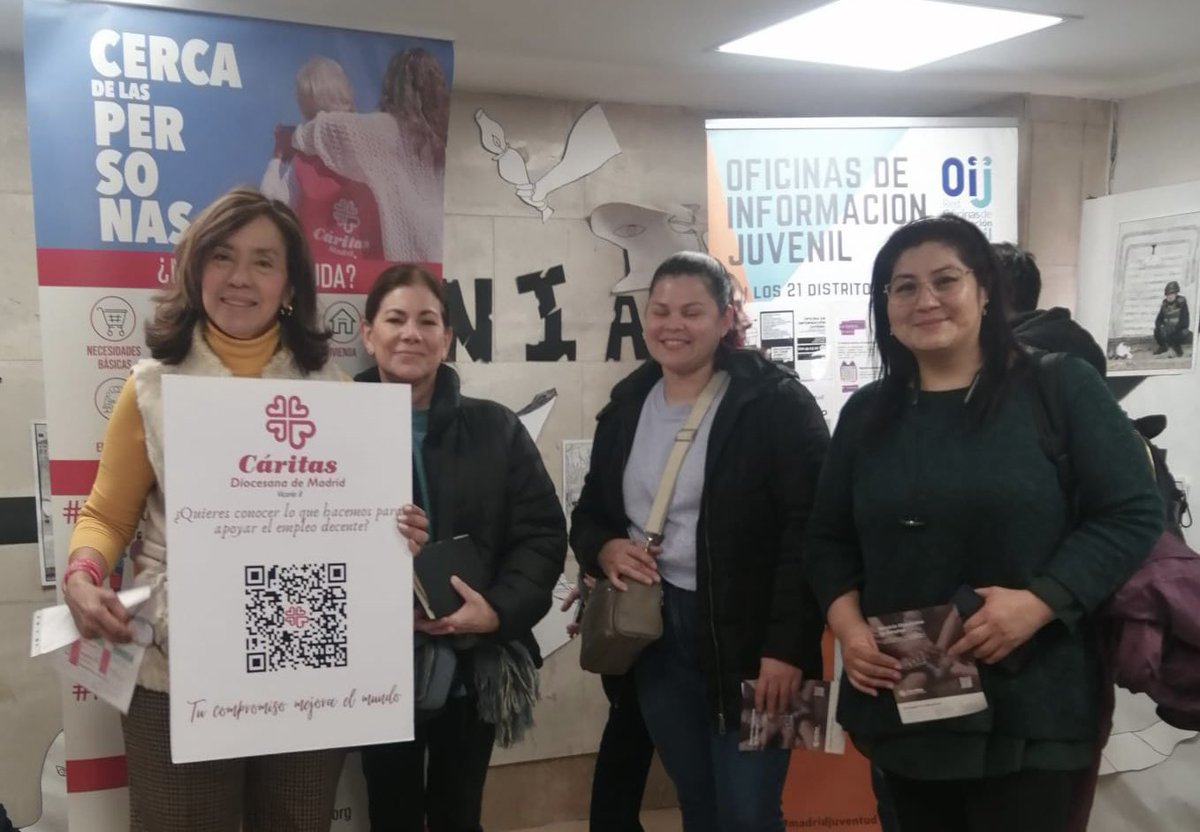 CaritasMadrid's tweet photo. Seguimos en modo on por el empleo! 

Hoy hemos participado con la agencia de colocación, voluntariado del SOIE, técnicos y usuarios en la Feria de Empleo de Ciudad lineal.

#PonteOn #ModoEmpleoDigno #TrabajoDecente #caritasmadridporelempleo https://t.co/2ypnzIfhAq